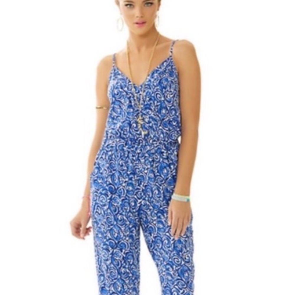 Lilly Pulitzer Jumpsuit with Spaghetti Straps and side pockets